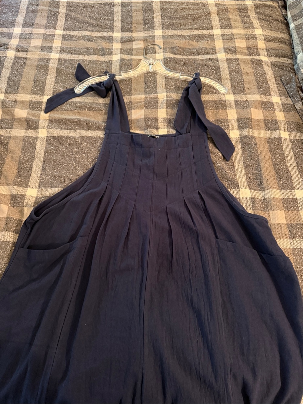 BloomChic Tie-Shoulder Navy Women’s Overalls